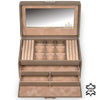 Einfache Leder Schmuckdose - Beige Wildleder - schachtel-deutschland