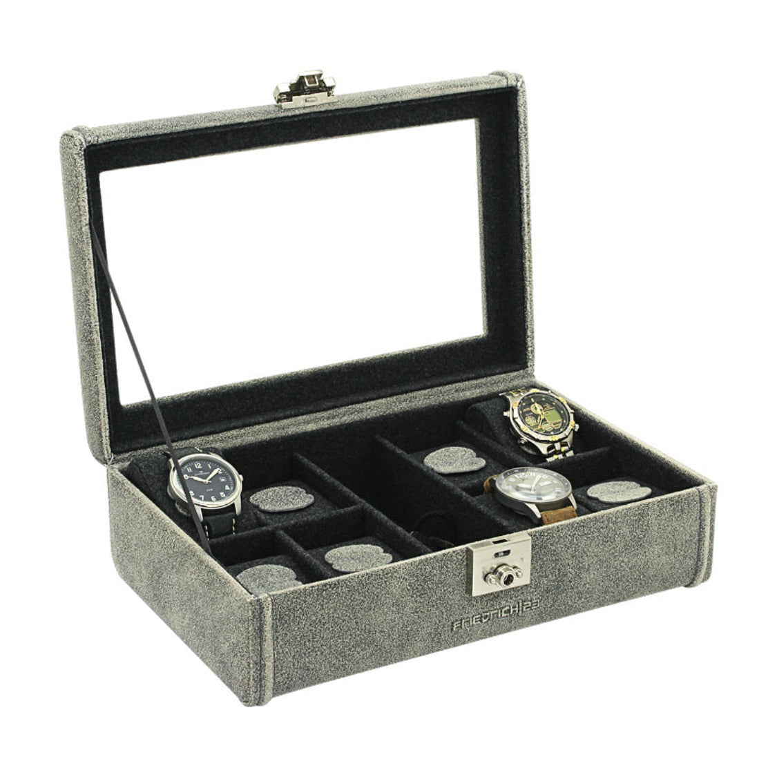 Vintage Uhrenbox - Graues Kunstleder