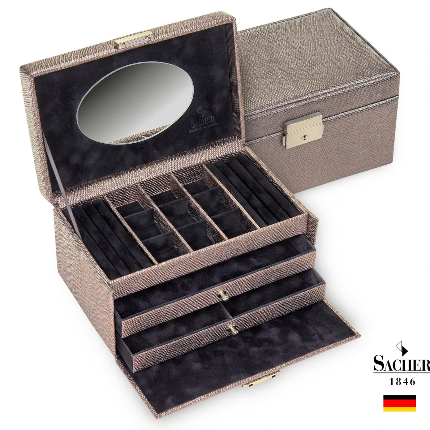 Glänzende Schmuckbox - Grau