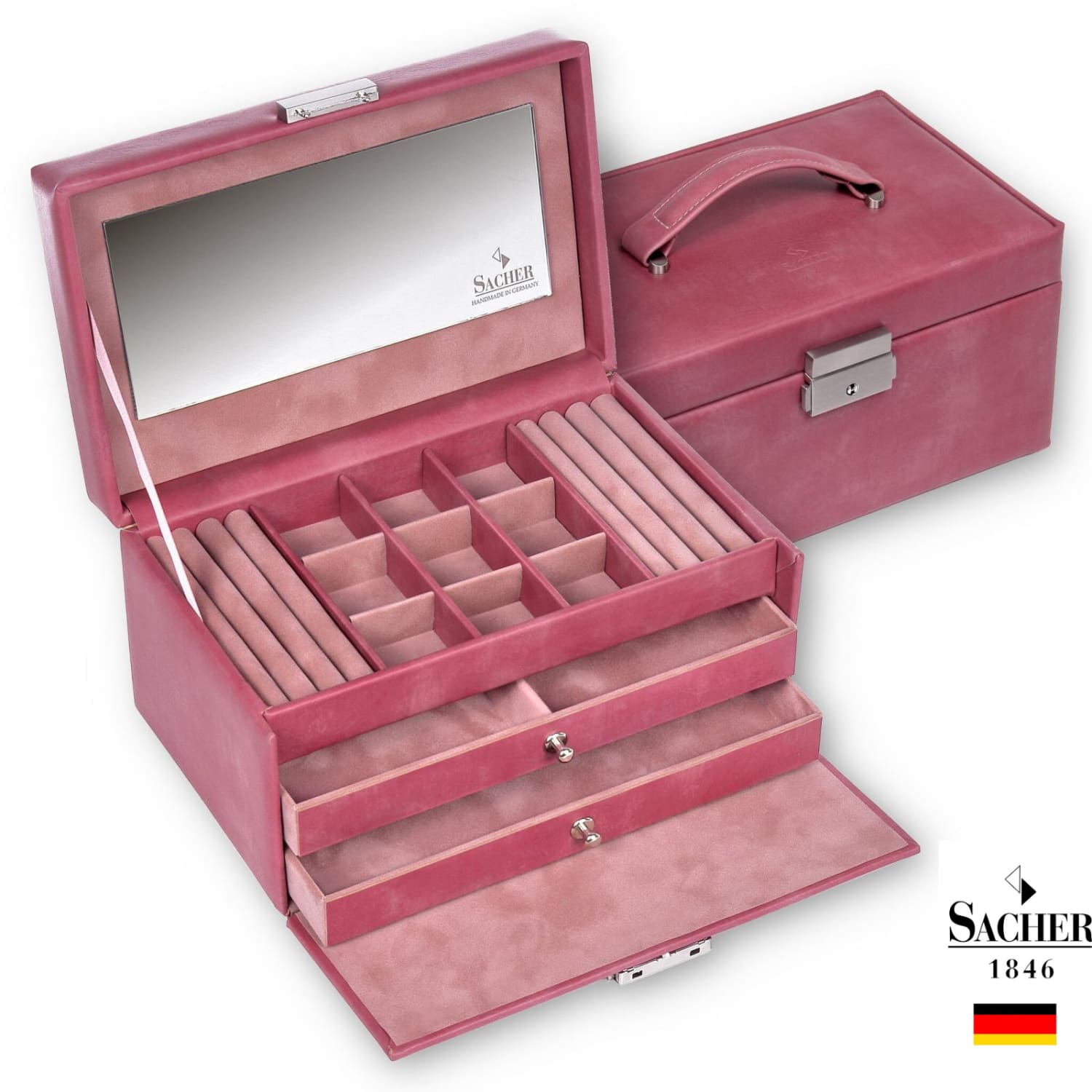 Schmuckkästchen aus rosa Samt